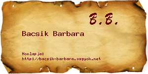 Bacsik Barbara névjegykártya